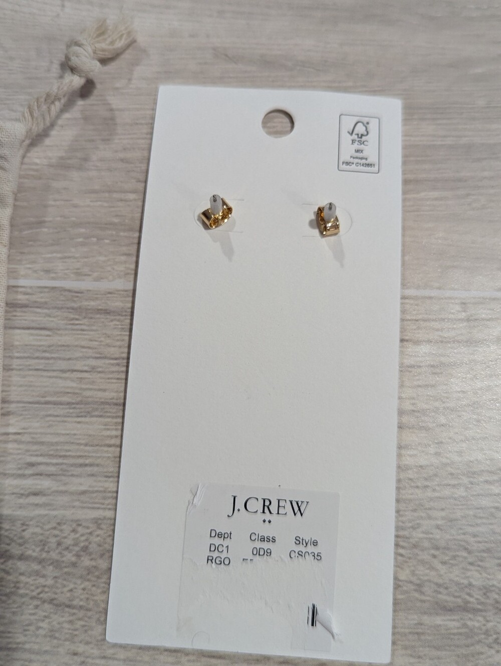 J. Crew Starfish Earrings Gold Studs Set W/Dustbag Coastal Prep Beach *NWT - Picture 4 of 5